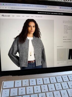Madewell Heather Gray Knit Bomber Jacket